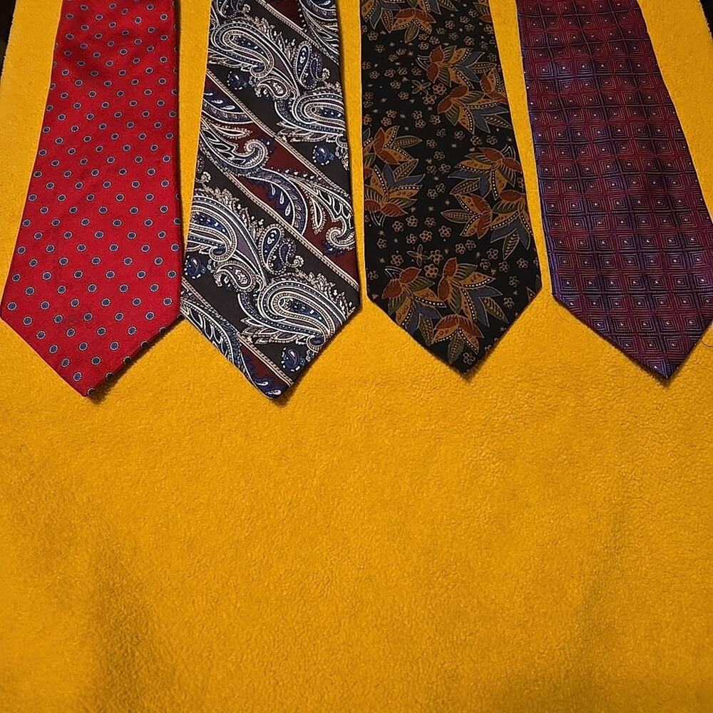 4 Assorted Men's 100% Silk Ties